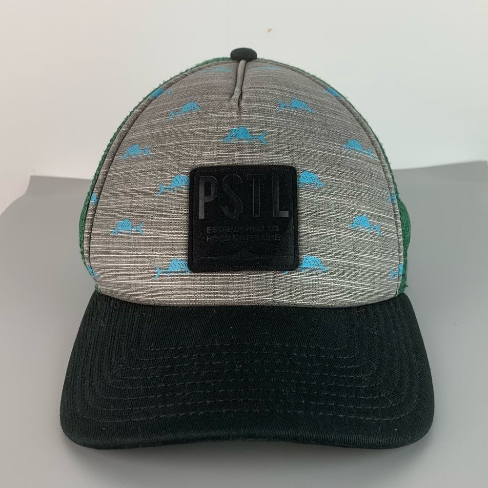 Pistil Design Men's Outrigger Trucker Hat Green Mesh adjustable SnapBack